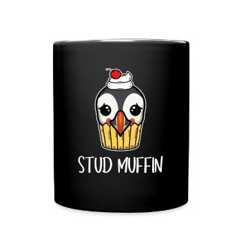 Stud Muffin Puffin Papageientaucher Wortspiel - Tasse einfarbig - Schwarz - Vorne