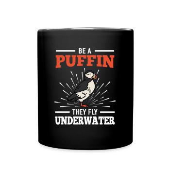 Papageitaucher Fliegen Unter Wasser Eistaucher - Tasse einfarbig - Schwarz - Vorne