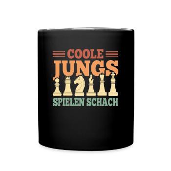 Coole Jungs Spielen Schach Retro Schachfiguren - Tasse einfarbig - Schwarz - Vorne