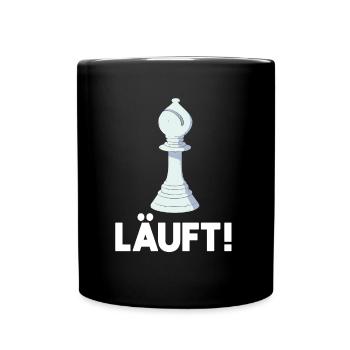Schachfigur Läufer Wortspiel Läuft Schachspieler - Tasse einfarbig - Schwarz - Vorne