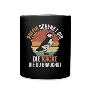 Puffin Schenkt Kacke Die Du Brauchst Vintage Vogel - Tasse einfarbig - Schwarz - Vorne