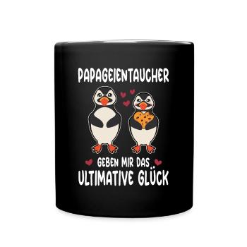 Papageientaucher Geben Mir Das Ultimative Glück - Tasse einfarbig - Schwarz - Vorne
