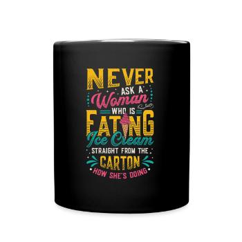 Traurige Frauen Herzschmerz Liebeskummer Eiscreme - Tasse einfarbig - Schwarz - Vorne
