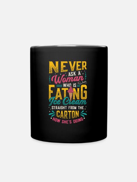 Traurige Frauen Herzschmerz Liebeskummer Eiscreme - Tasse einfarbig - Schwarz