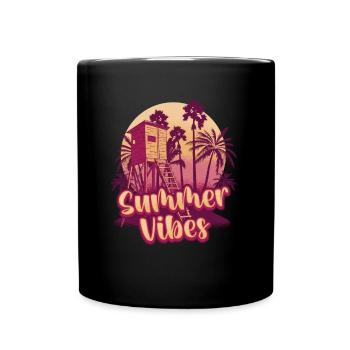 Summer Vibes Beach Club Summer Vacation - Full Colour Mug - black - Front