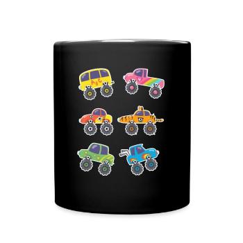 Monster Trucks Stunts Boys Girl - Full Colour Mug - black - Front