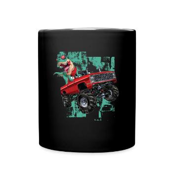 Monster Truck Trex Young Monster Trucks Dinosaurs - Full Colour Mug - black - Front