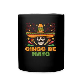 Cinco De Mayo Mexican Sombrero Skull - Full Colour Mug - black - Front