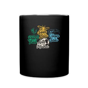 Rette die Bienen Pflanze mehr Bäume Tag der Erde - Tasse einfarbig - Schwarz - Vorne