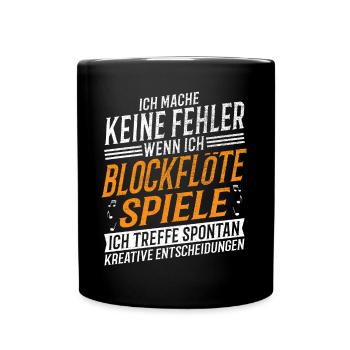 Blockflöte Musiker Kreativer Blockflötenspieler - Tasse einfarbig - Schwarz - Vorne