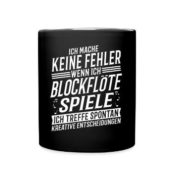 Blockflötenspieler Musiker Blockflöte - Tasse einfarbig - Schwarz - Vorne