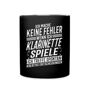 Klarinettenspieler Musikinstrument Klarinette - Tasse einfarbig - Schwarz - Vorne