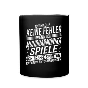 Mundharmonikaspieler Musikinstrument Mundharmonika - Tasse einfarbig - Schwarz - Vorne