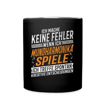 Mundharmonika Musiker Mundharmonikaspieler - Tasse einfarbig - Schwarz - Vorne