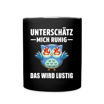 Sarcasm Owl Motif Saying Irony Statement - Full Colour Mug - black - Front