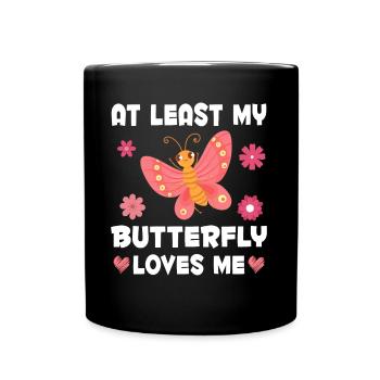 Butterfly loves me women Butterfly - Full Colour Mug - black - Front