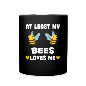 Bees love me women funny beekeepers - Full Colour Mug - black - Front