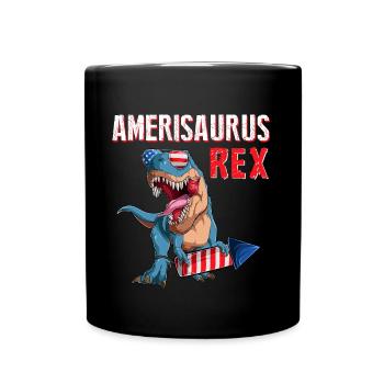 American Trex US Patriotic Dino 4 juillet - Mug uni - noir - Devant