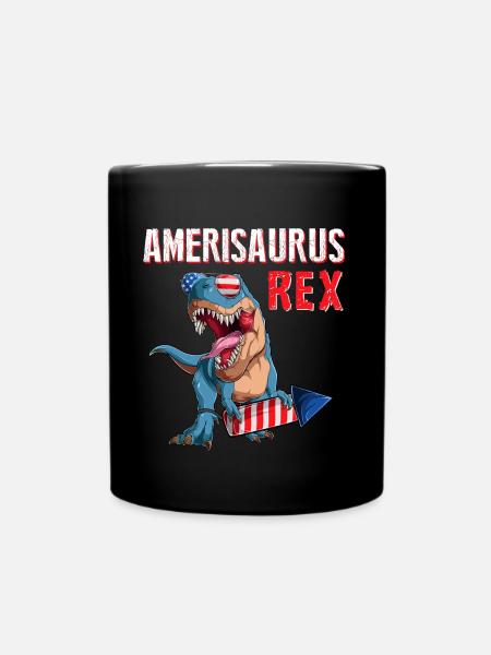 American Trex US Patriotic Dino 4 juillet - Mug uni - noir