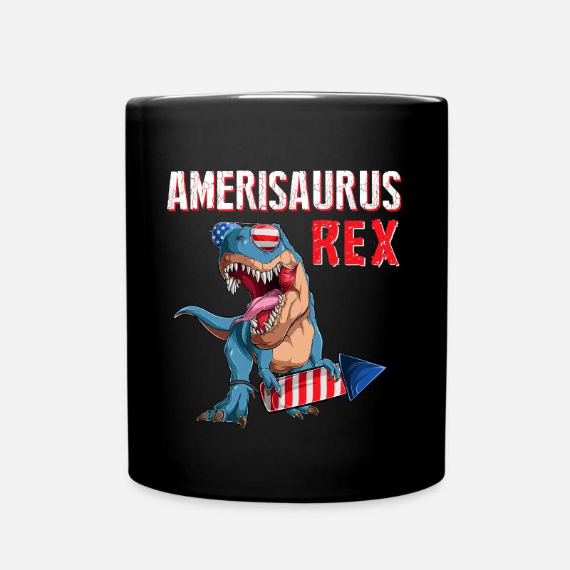 American Trex US Patriotic Dino 4 juillet - Mug uni - noir