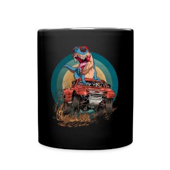 Monster Truck Trex Dirt Race Dinosaurs - Full Colour Mug - black - Front