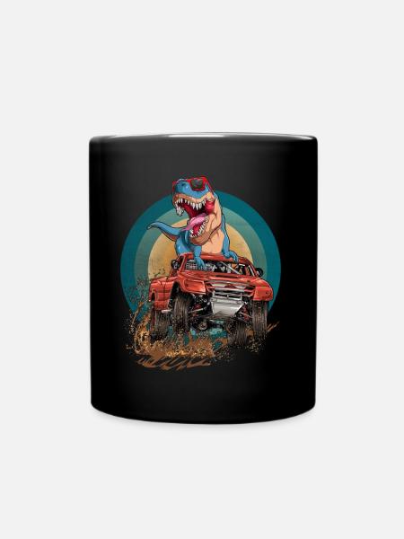 Monstertruck Trex Dirt Race Dinosaurier - Tasse einfarbig - Schwarz