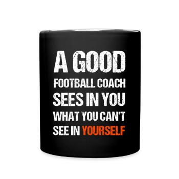Ein guter Football Trainer - Tasse einfarbig - Schwarz - Vorne