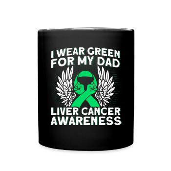 I wear green for my father liver cancer - Full Colour Mug - black - Front