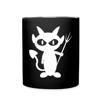 Weißer Teufel T-Shirt - Tasse einfarbig - Schwarz - Vorne