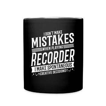 Recorder Player Musical Instrument Recorder - Full Colour Mug - black - Front