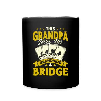 Grandpa loves his grandchildren and Bridge - Full Colour Mug - black - Front