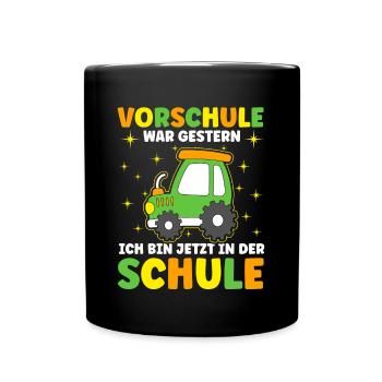Vorschule War Gestern Schulbeginn - Tasse einfarbig - Schwarz - Vorne