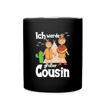 Werde großer Cousin Indianer Geschenkidee - Tasse einfarbig - Schwarz - Vorne