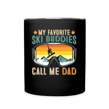 Les copains de ski m’appellent papa - Mug uni - noir - Devant