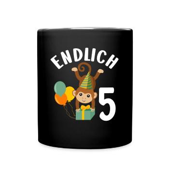 5. Geburtstag 5 Jahre Affen Motiv Jungen Geschenk - Tasse einfarbig - Schwarz - Vorne