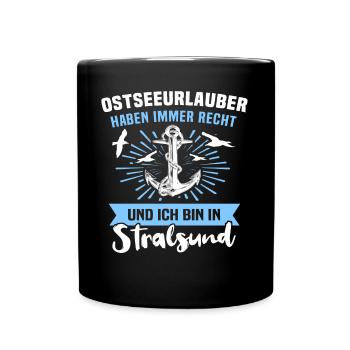 Urlaub Stralsund Sprüche - Tasse einfarbig - Schwarz - Vorne