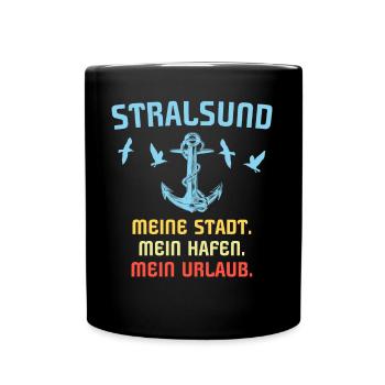 Urlaub Stralsund Sprüche - Tasse einfarbig - Schwarz - Vorne