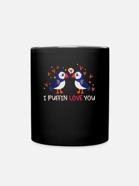I Puffin Love You Relation Hearts Love Seabirds - Mug uni - noir