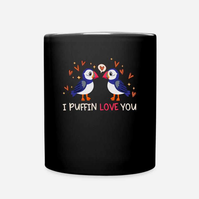 I Puffin Love You Relation Hearts Love Seabirds - Mug uni - noir