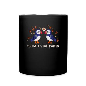 Stud Puffin Herzen Papageientaucher Liebe Seevogel - Tasse einfarbig - Schwarz - Vorne