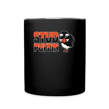 Stud Puffin Papageientaucher Papagei Geschenk - Tasse einfarbig - Schwarz - Vorne