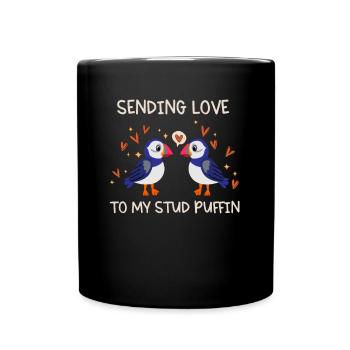 Sending Love To My Stud Puffin Liebe Beziehung - Tasse einfarbig - Schwarz - Vorne