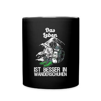 Hikers Mountaineers live better in hiking boots - Full Colour Mug - black - Front