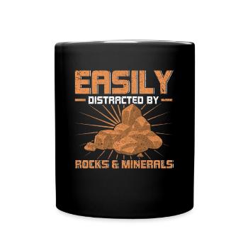 Leicht ablenkbar durch Gesteine & Mineralien - Tasse einfarbig - Schwarz - Vorne