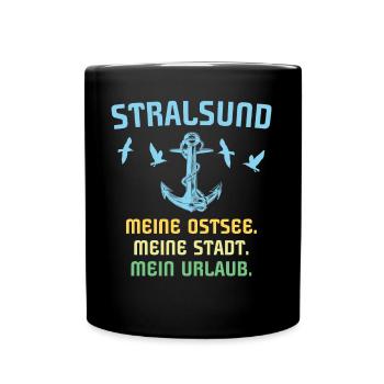 Urlaub Stralsund Ostsee - Tasse einfarbig - Schwarz - Vorne
