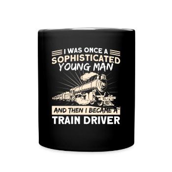 Dann wurde ich Lokführer Lokomotive - Tasse einfarbig - Schwarz - Vorne