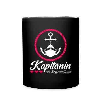 Kapitänin Mein Schiff Meine Regeln Bootsbesitzer - Tasse einfarbig - Schwarz - Vorne