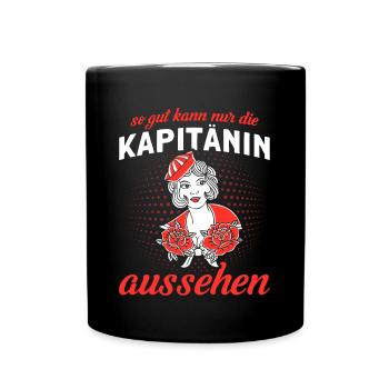 So Gut Kann Nur Die Kapitänin Aussehen - Tasse einfarbig - Schwarz - Vorne