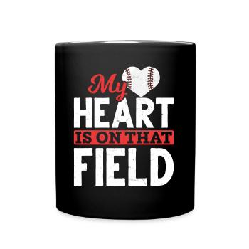 Kids Baseball Softball Mama Baseball Heart - Full Colour Mug - black - Front