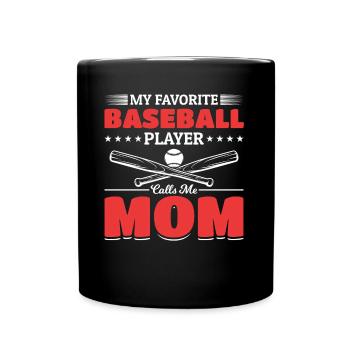 Baseball Mutter Stolz Baseball Mama - Tasse einfarbig - Schwarz - Vorne